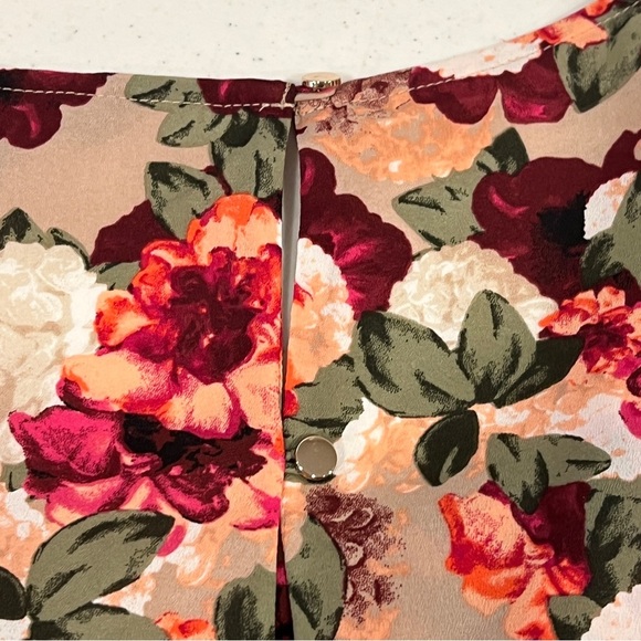 Banana Republic Cascade Ruffle Caramel Lucia Floral Sleeveless Blouse Top Medium - Picture 8 of 8